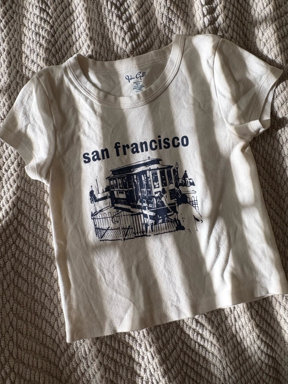 Brandy Melville Cream Tee with Navy San Francisco Graphic